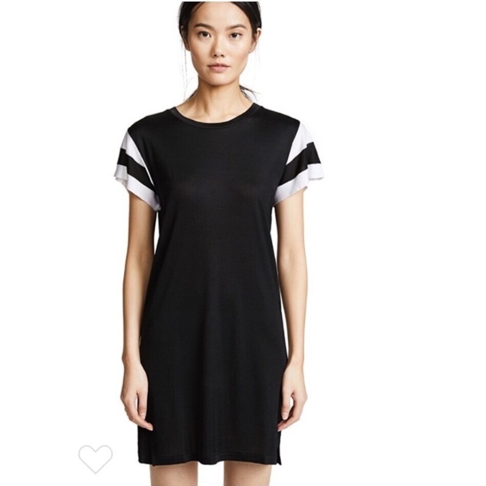 Rag & Bone Penny Mini T-shirt dress in black white striped sleeves‎ Size Medium